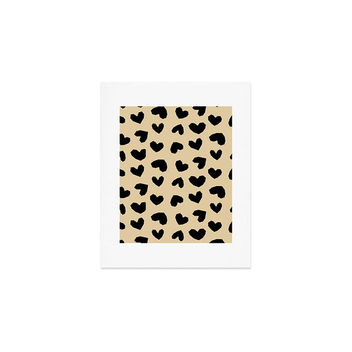 Geometric Hearts pattern black Art Print Gallery Image 1