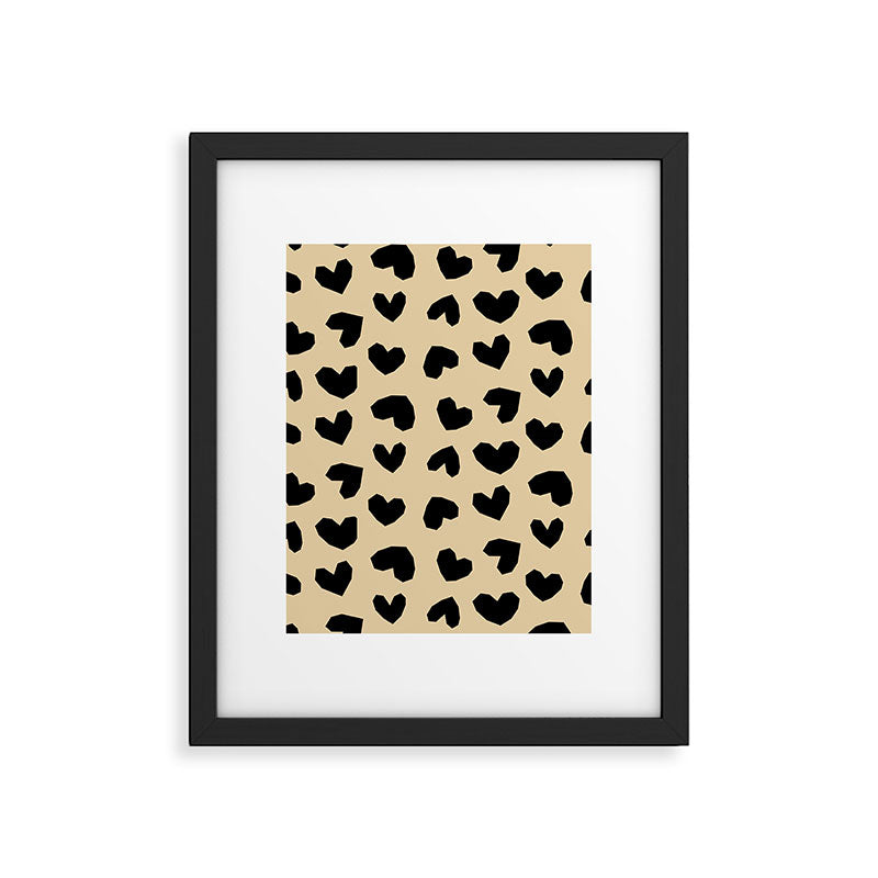 Geometric Hearts pattern black Framed Art Print Gallery Image 6