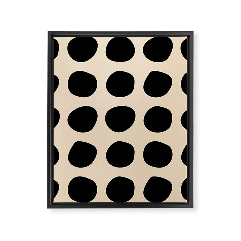 Irregular Polka Dots black and cream Framed Canvas Print Gallery Image 8