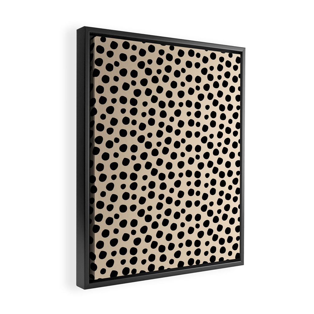 Irregular Small Polka Dots black Framed Canvas Print Gallery Image 2