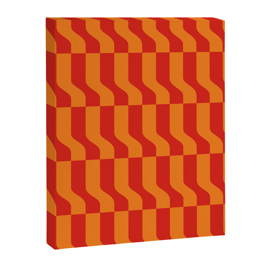 Irregular Squiggly Stripes pattern red and orange  Canvas Print Gallery Image 8