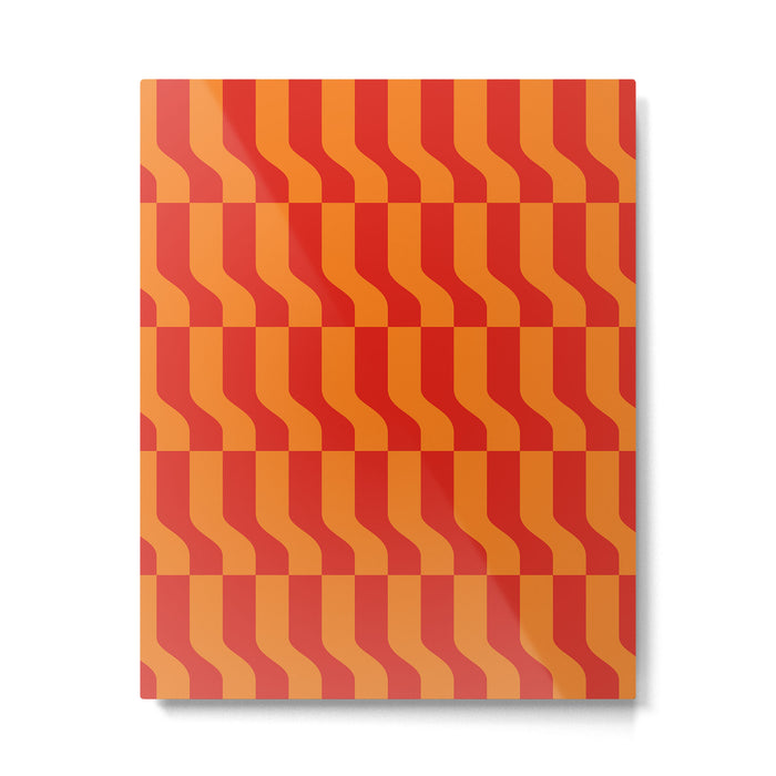 Irregular Squiggly Stripes pattern red and orange  Metal Print Gallery Image 1