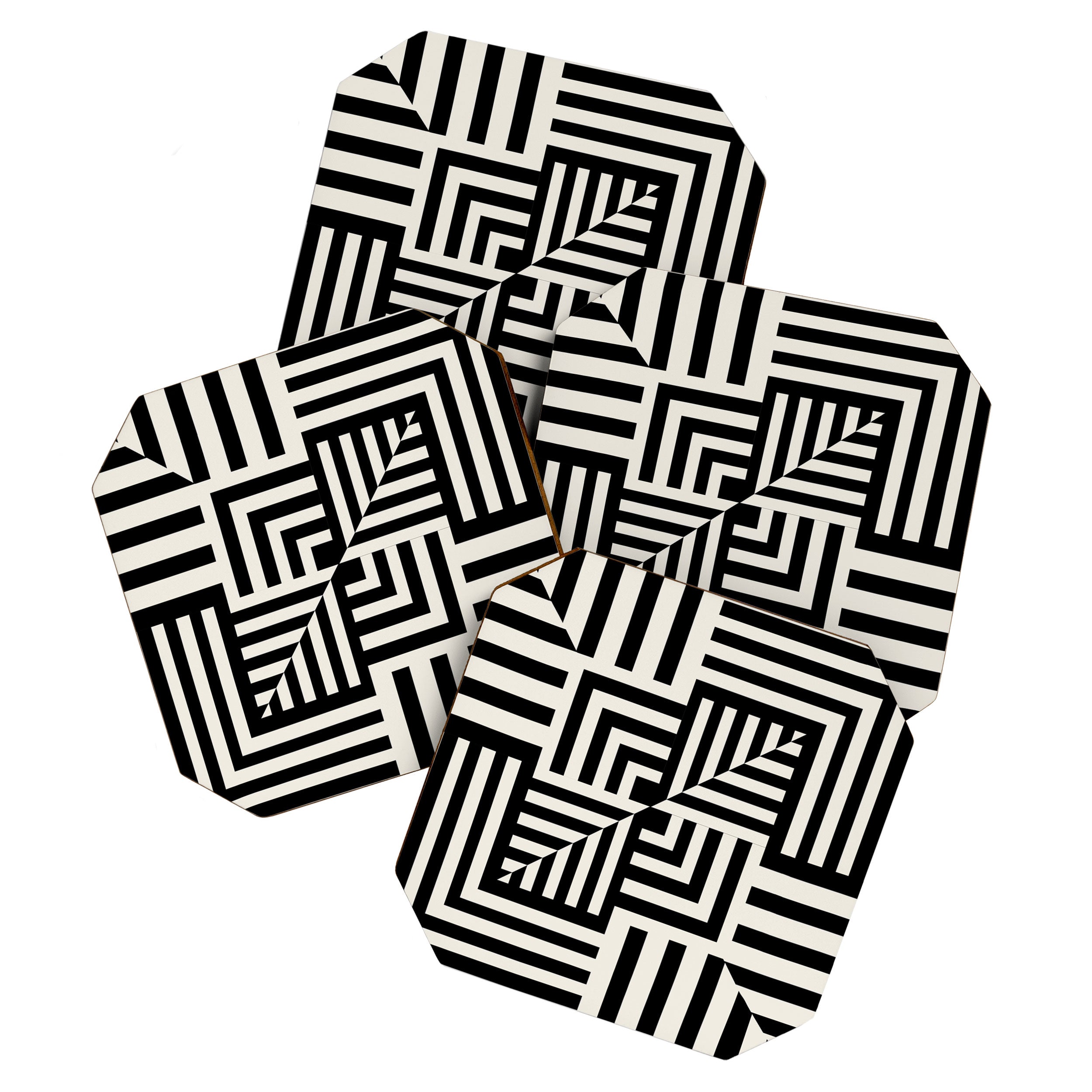 Layers 4 pattern black Coaster Gallery Image 1