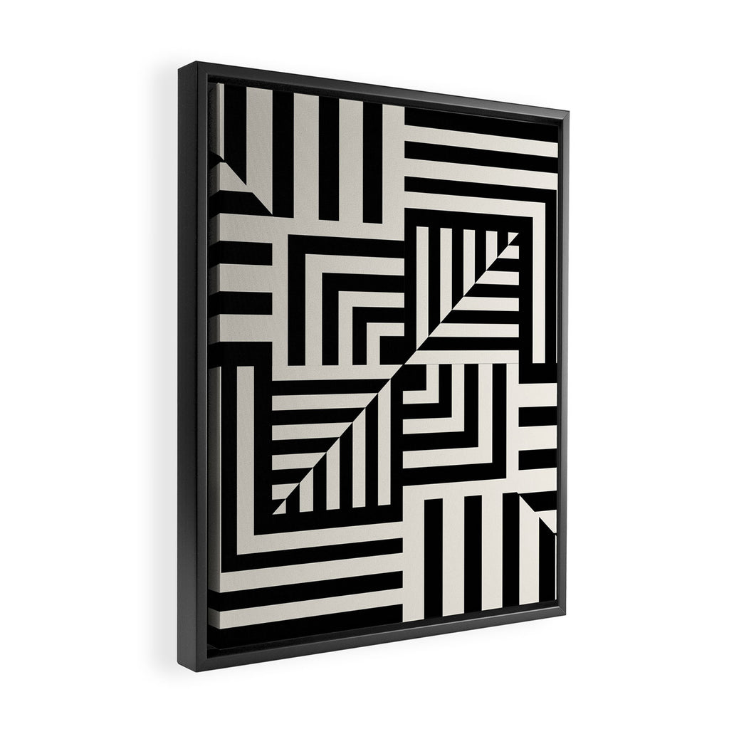 Layers 4 pattern black Framed Canvas Print Gallery Image 2