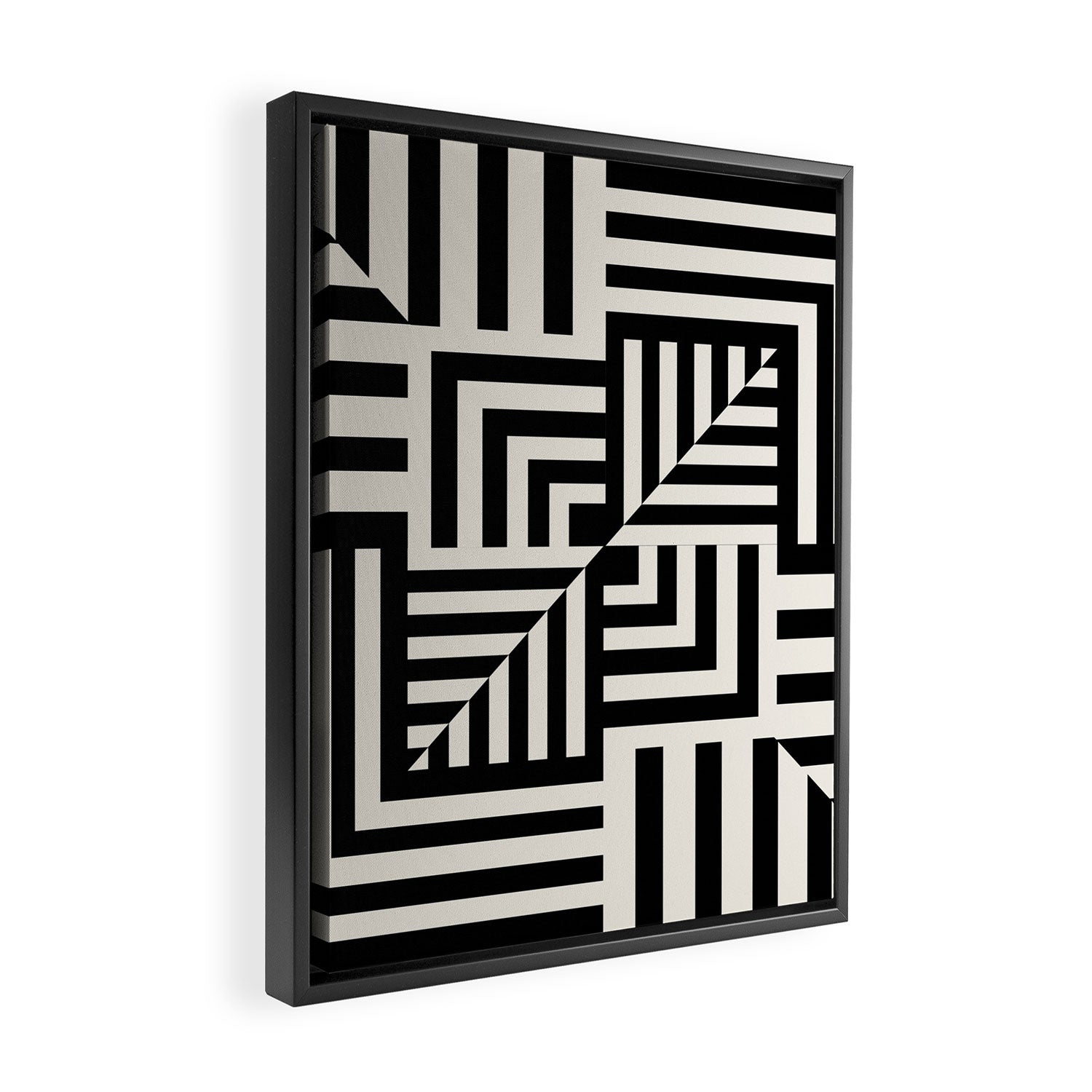 Layers 4 pattern black Framed Canvas Print Gallery Image 2