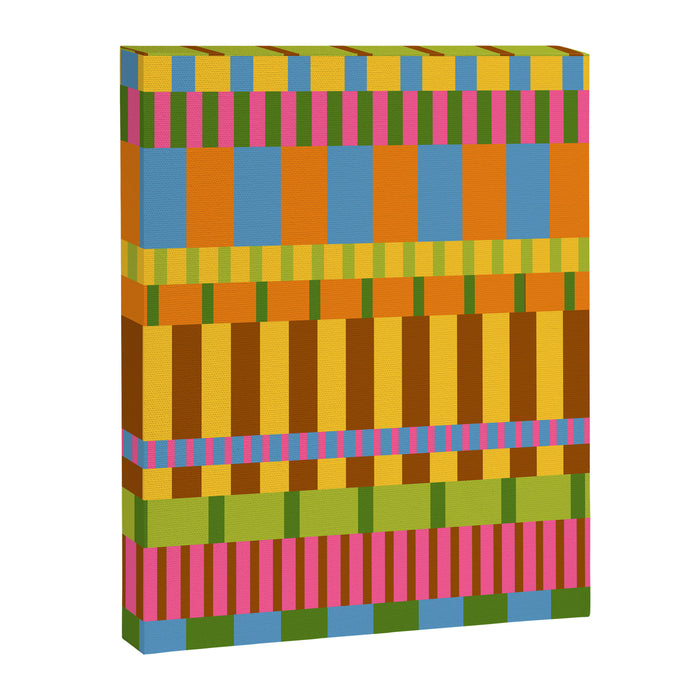Midcentury Modern Blocks of Stripes colorful pattern Canvas Print Gallery Image 1