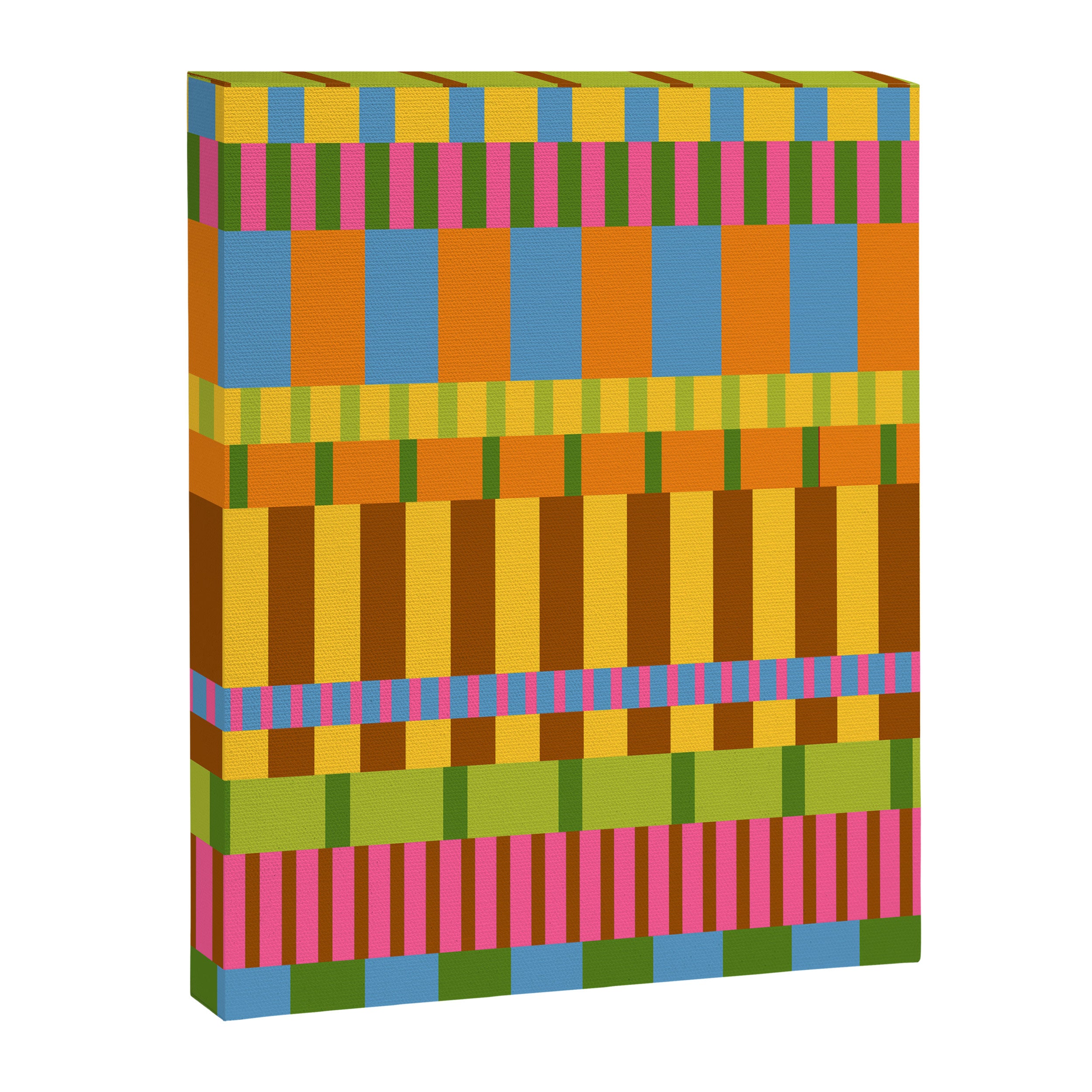 Midcentury Modern Blocks of Stripes colorful pattern Canvas Print Gallery Image 8