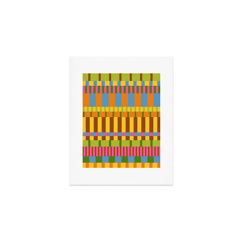 Midcentury Modern Blocks of Stripes colorful pattern Art Print Gallery Image 1