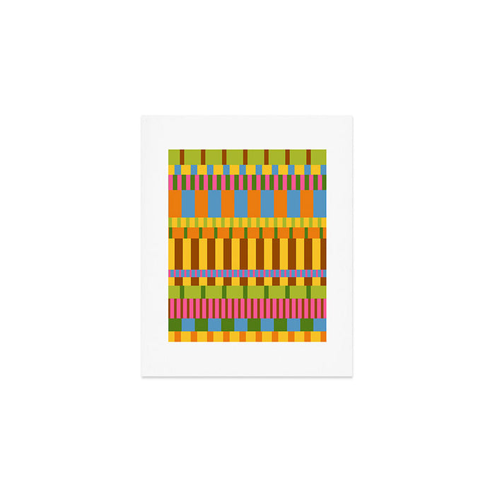 Midcentury Modern Blocks of Stripes colorful pattern Art Print Gallery Image 1