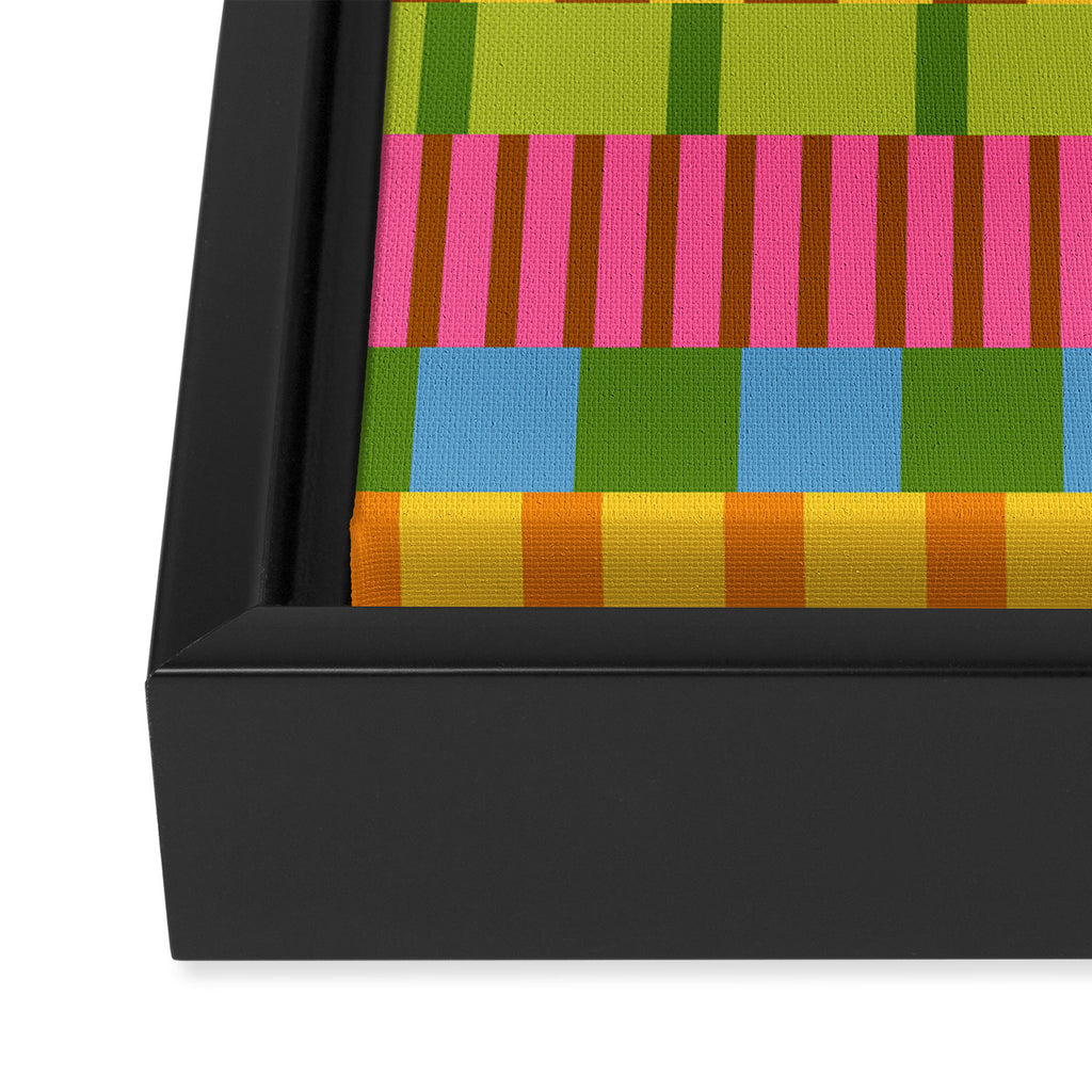 Midcentury Modern Blocks of Stripes colorful pattern Framed Canvas Print Gallery Image 3