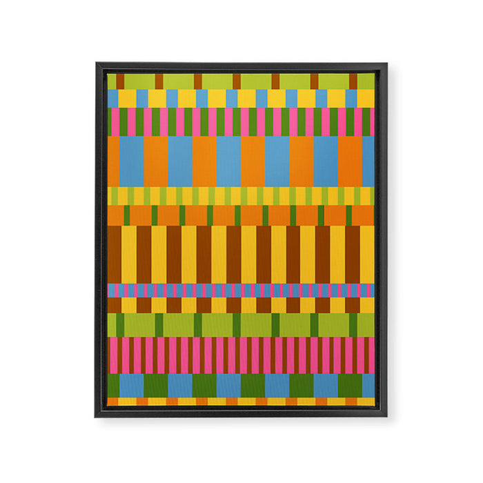 Midcentury Modern Blocks of Stripes colorful pattern Framed Canvas Print Gallery Image 1
