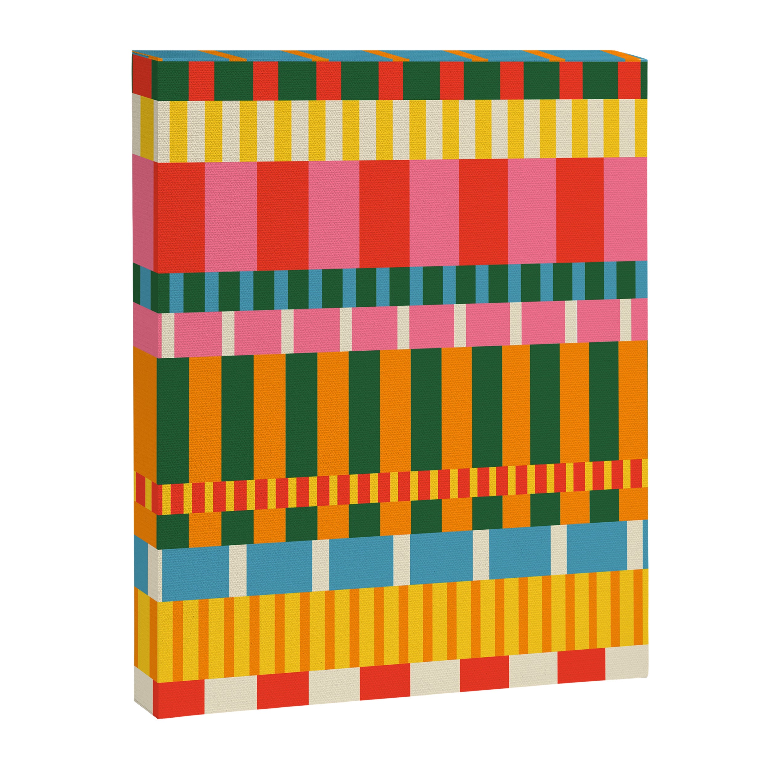 Midcentury Modern Blocks of Stripes colorful pattern Canvas Print Gallery Image 8