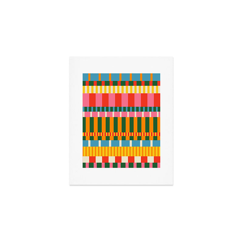 Midcentury Modern Blocks of Stripes colorful pattern Art Print Gallery Image 1