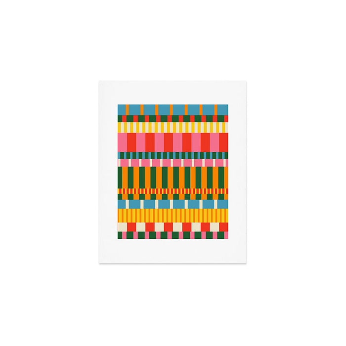 Midcentury Modern Blocks of Stripes colorful pattern Art Print Gallery Image 1