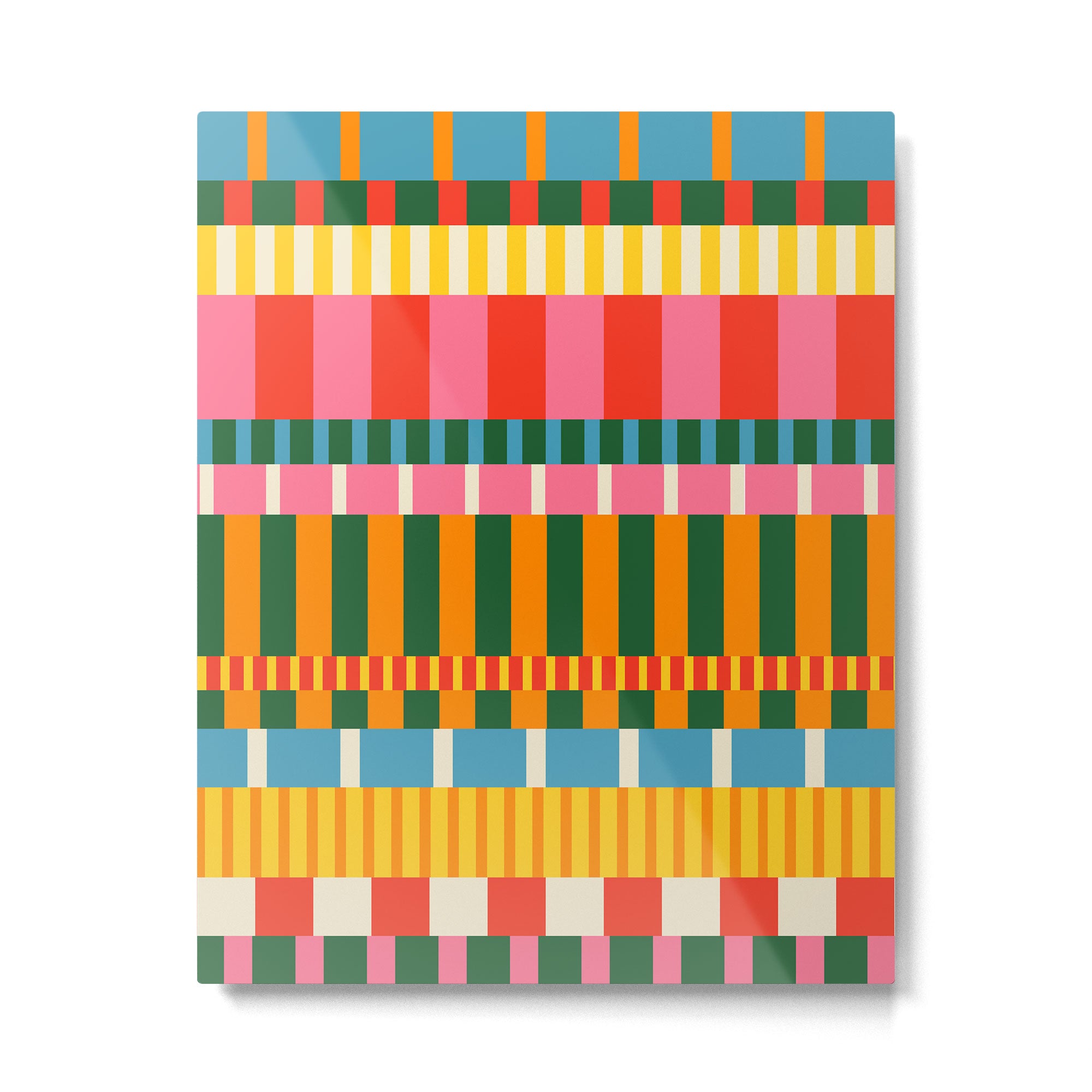 Midcentury Modern Blocks of Stripes colorful pattern Metal Print Gallery Image 6
