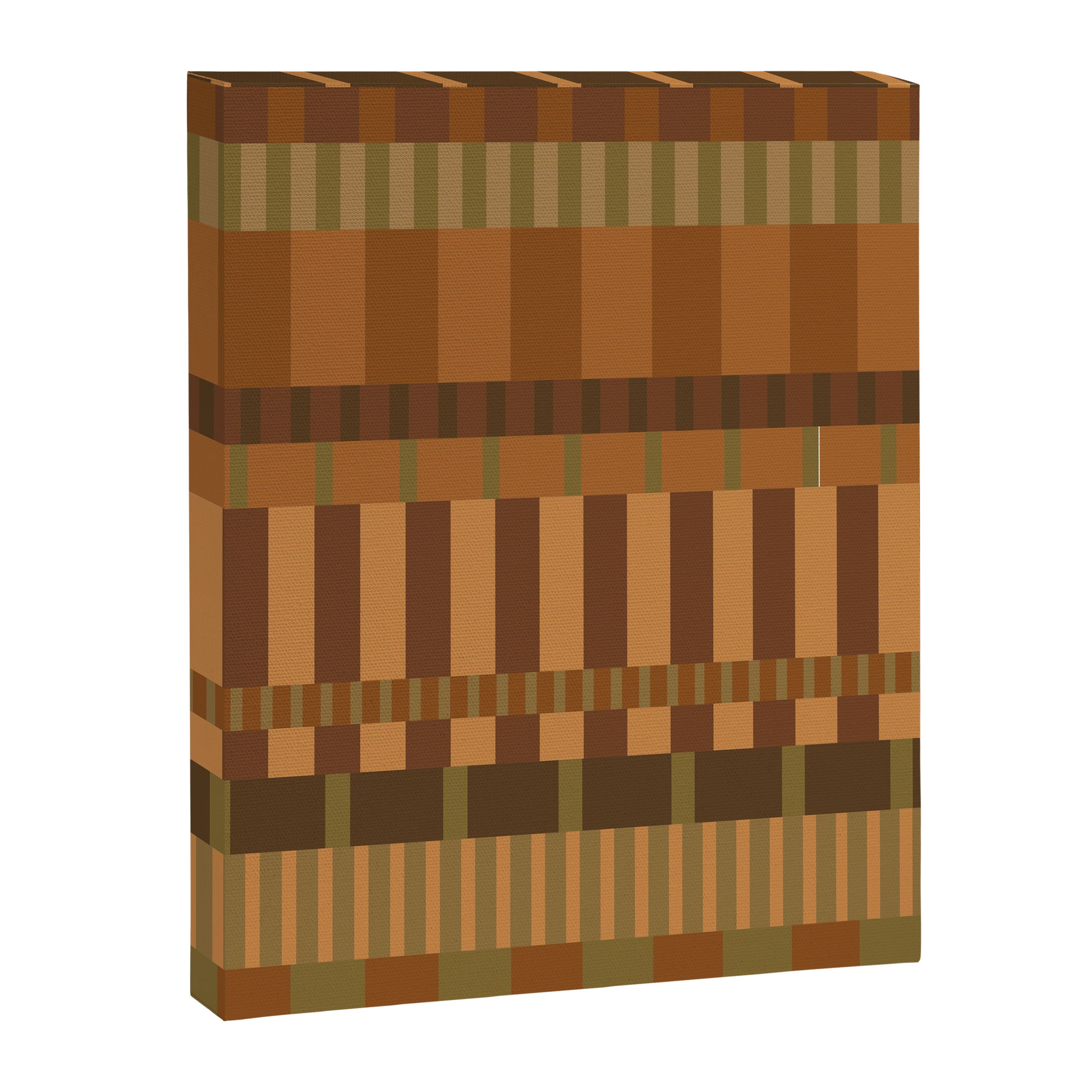 Midcentury Modern Blocks of Stripes neutral browns pattern Canvas Print Gallery Image 8