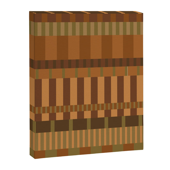 Midcentury Modern Blocks of Stripes neutral browns pattern Canvas Print Gallery Image 1