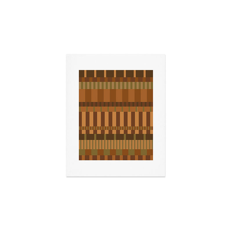 Midcentury Modern Blocks of Stripes neutral browns pattern Art Print Gallery Image 1