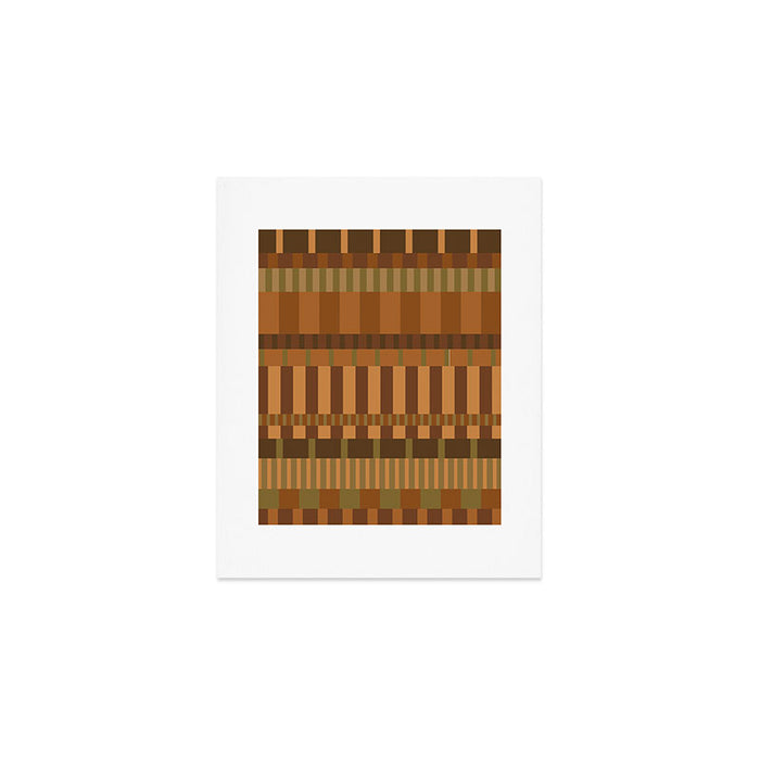 Midcentury Modern Blocks of Stripes neutral browns pattern Art Print Gallery Image 1