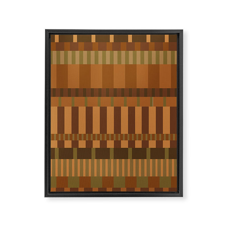Midcentury Modern Blocks of Stripes neutral browns pattern Framed Canvas Print Gallery Image 8