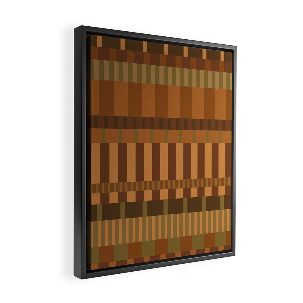 Midcentury Modern Blocks of Stripes neutral browns pattern Framed Canvas Print Gallery Image 2