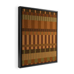 Midcentury Modern Blocks of Stripes neutral browns pattern Framed Canvas Print Gallery Image 2