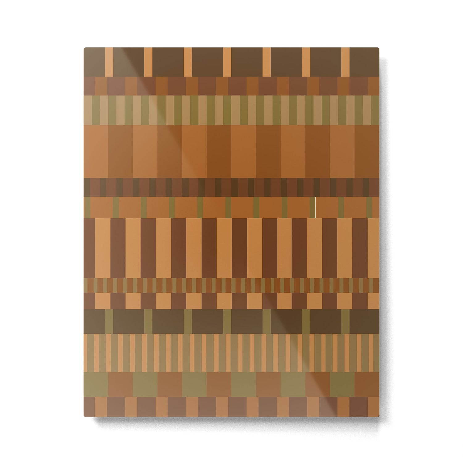 Midcentury Modern Blocks of Stripes neutral browns pattern Metal Print Gallery Image 6