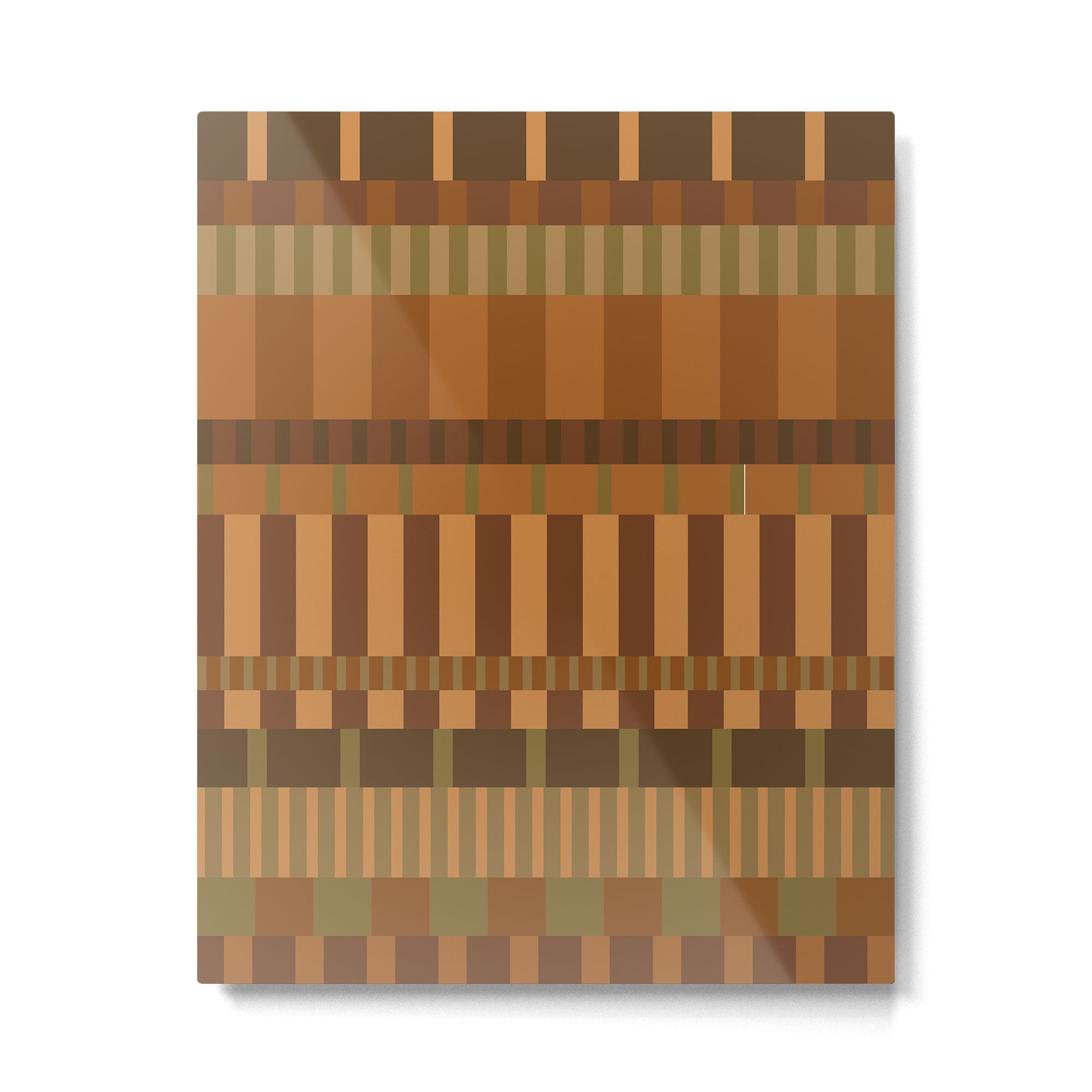 Midcentury Modern Blocks of Stripes neutral browns pattern Metal Print Gallery Image 6