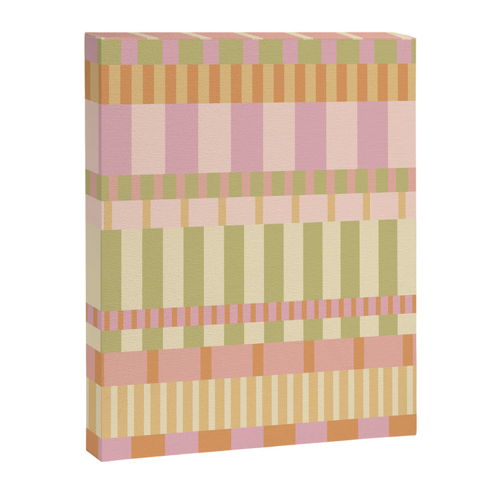 Midcentury Modern Blocks of Stripes neutral pastels pattern Canvas Print Gallery Image 1