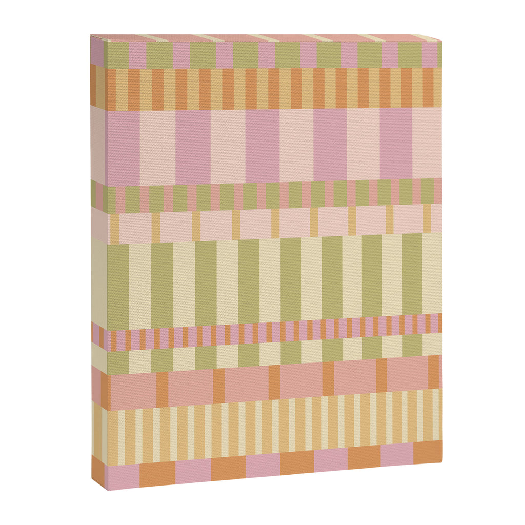 Midcentury Modern Blocks of Stripes neutral pastels pattern Canvas Print Gallery Image 8