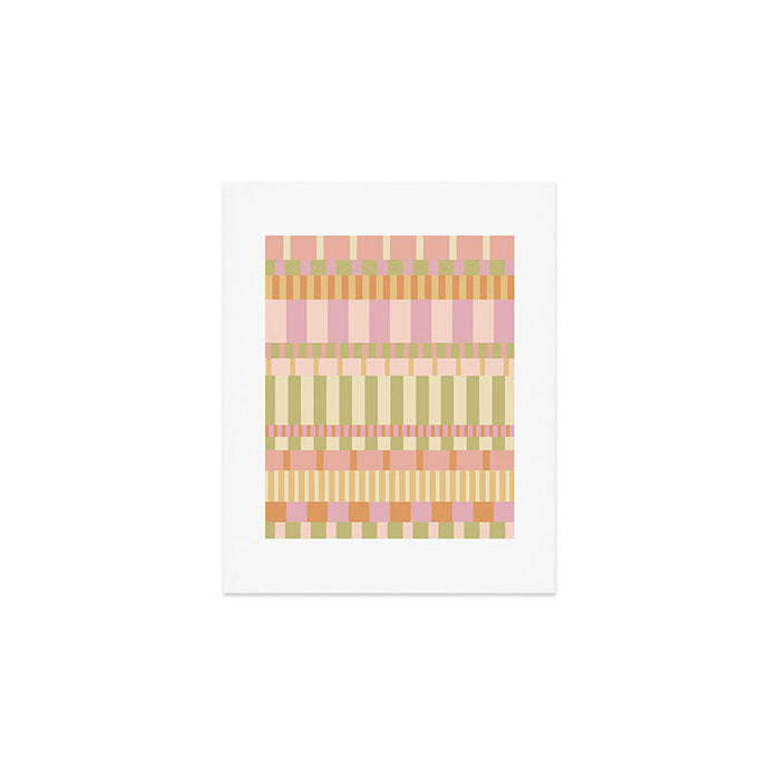 Midcentury Modern Blocks of Stripes neutral pastels pattern Art Print Gallery Image 1
