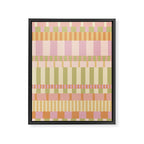 Midcentury Modern Blocks of Stripes neutral pastels pattern Framed Canvas Print Gallery Image 8