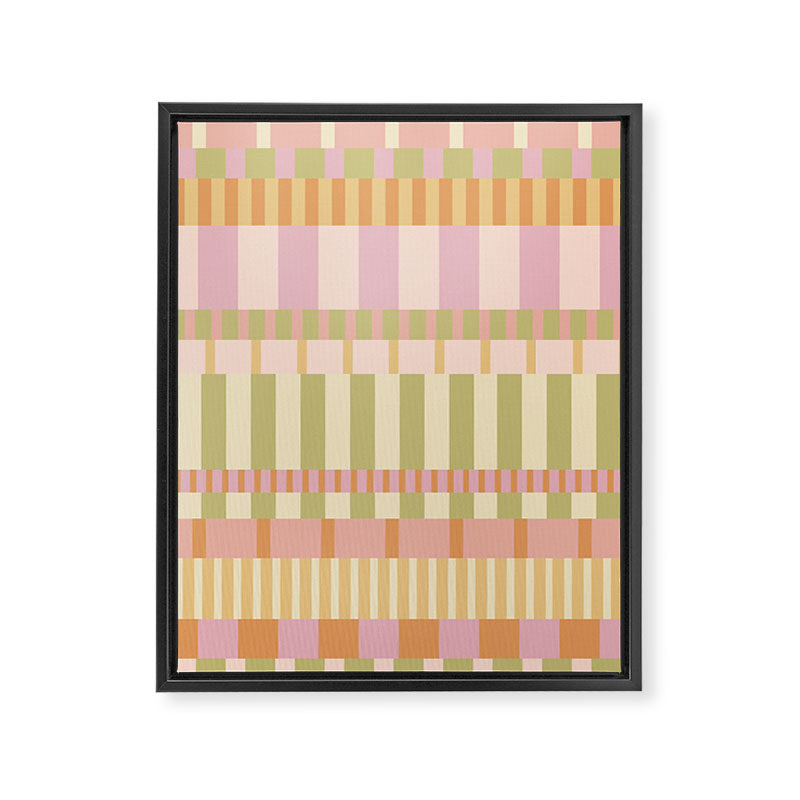 Midcentury Modern Blocks of Stripes neutral pastels pattern Framed Canvas Print Gallery Image 8
