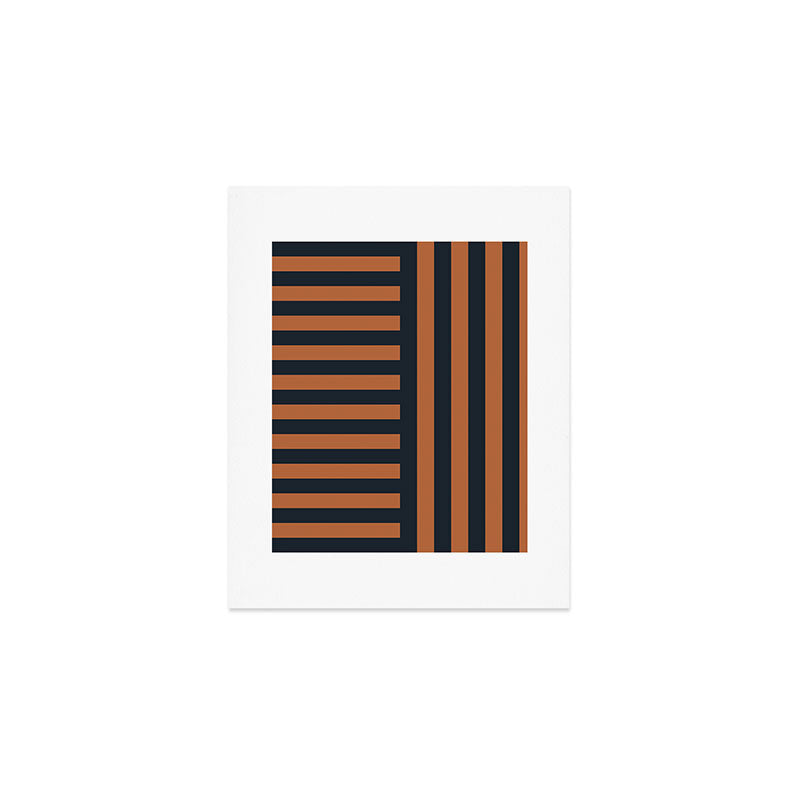 Perpendicular Lines terracota and blue Art Print Gallery Image 1