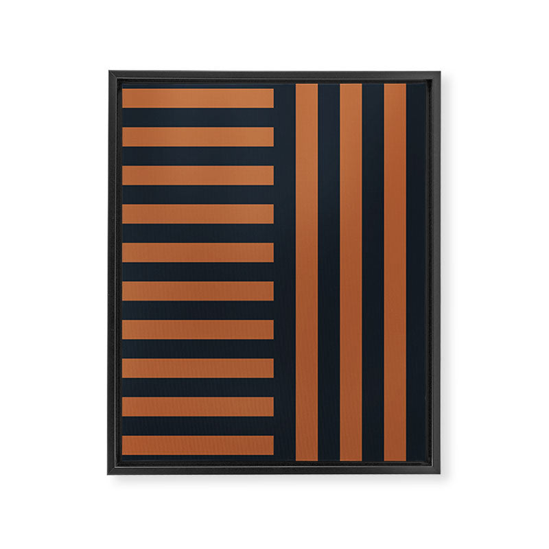 Perpendicular Lines terracota and blue Framed Canvas Print Gallery Image 8
