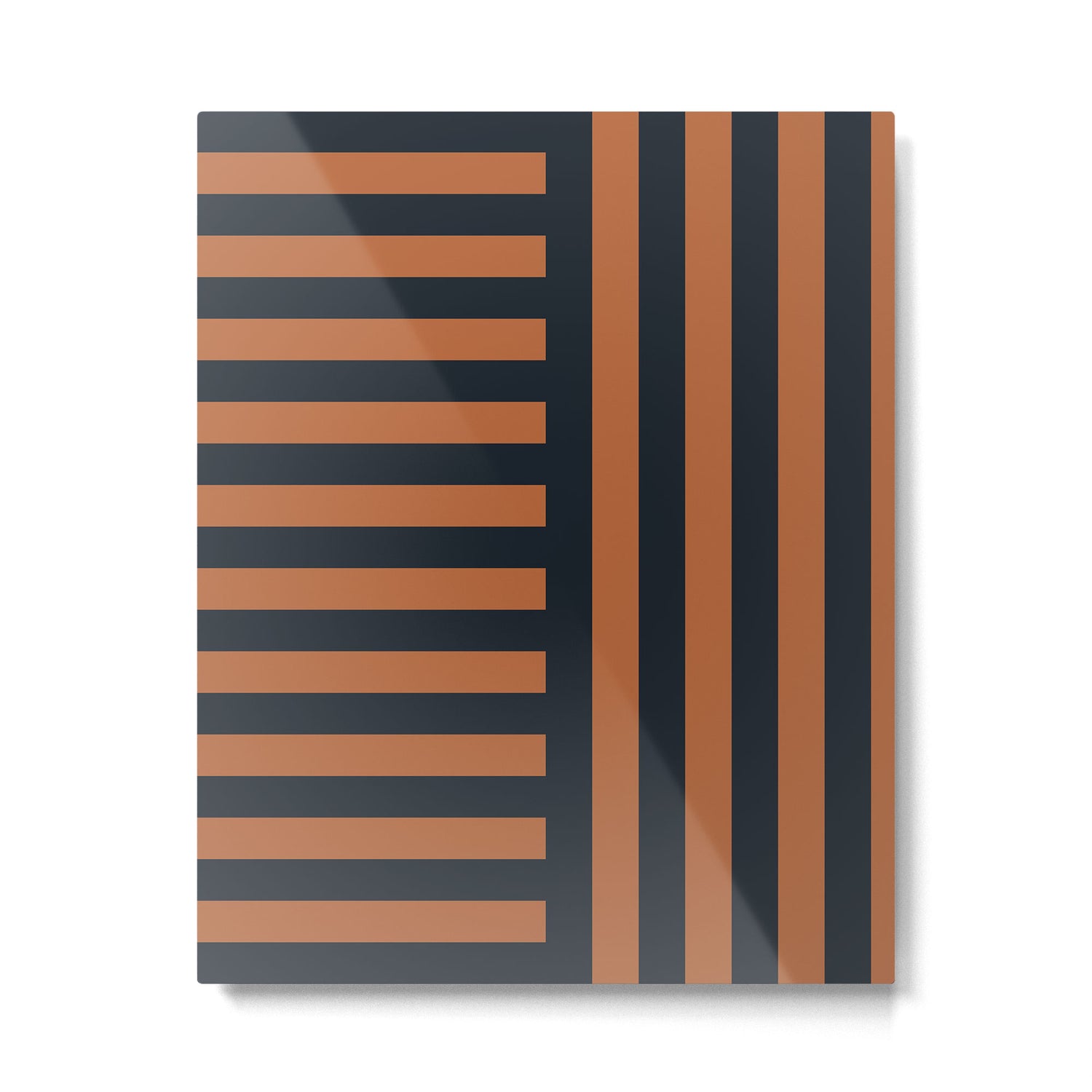 Perpendicular Lines terracota and blue Metal Print Gallery Image 6