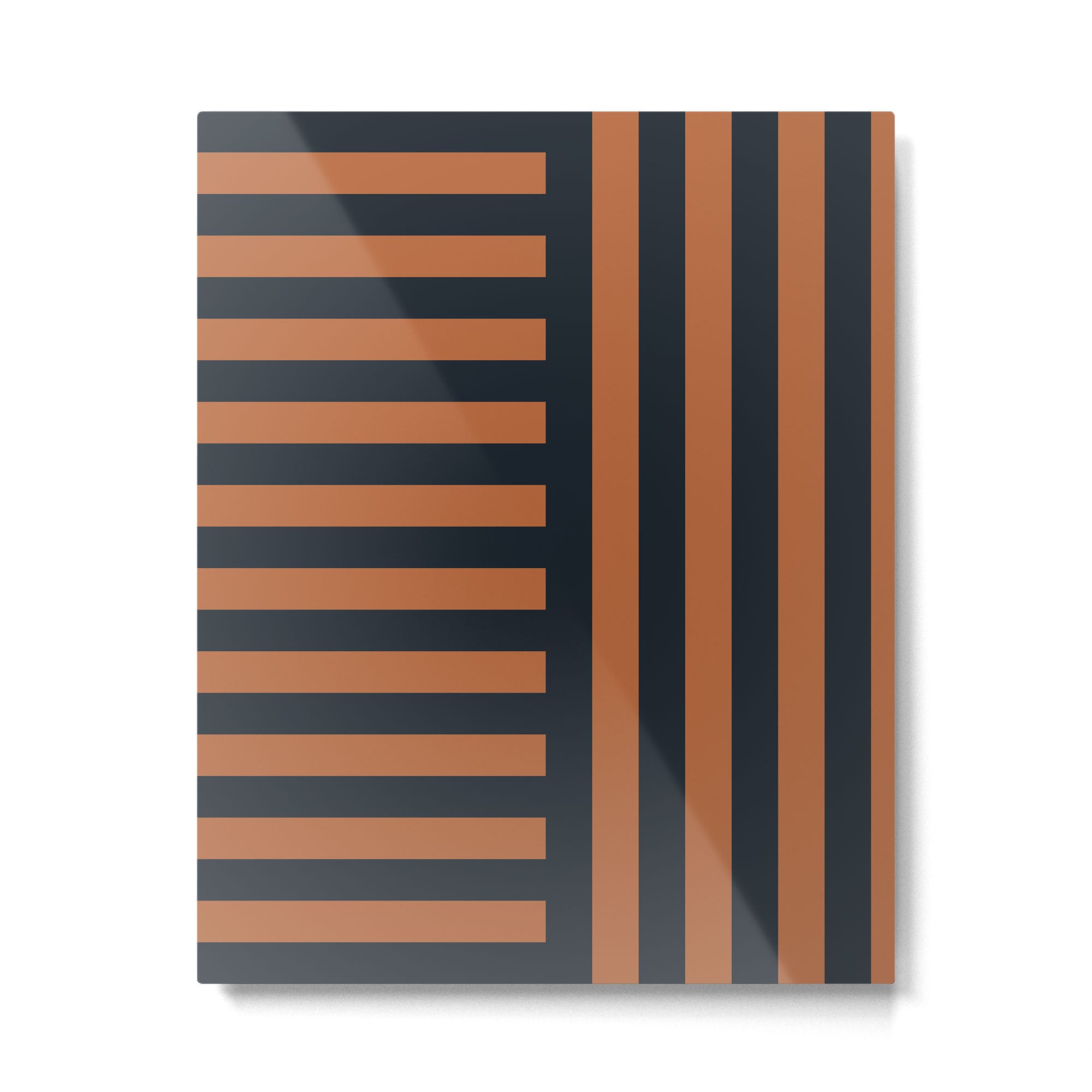 Perpendicular Lines terracota and blue Metal Print Gallery Image 6