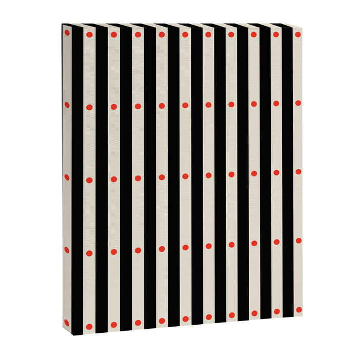 Stripes and Dots geometric pattern black and white  Canvas Print Gallery Image 1