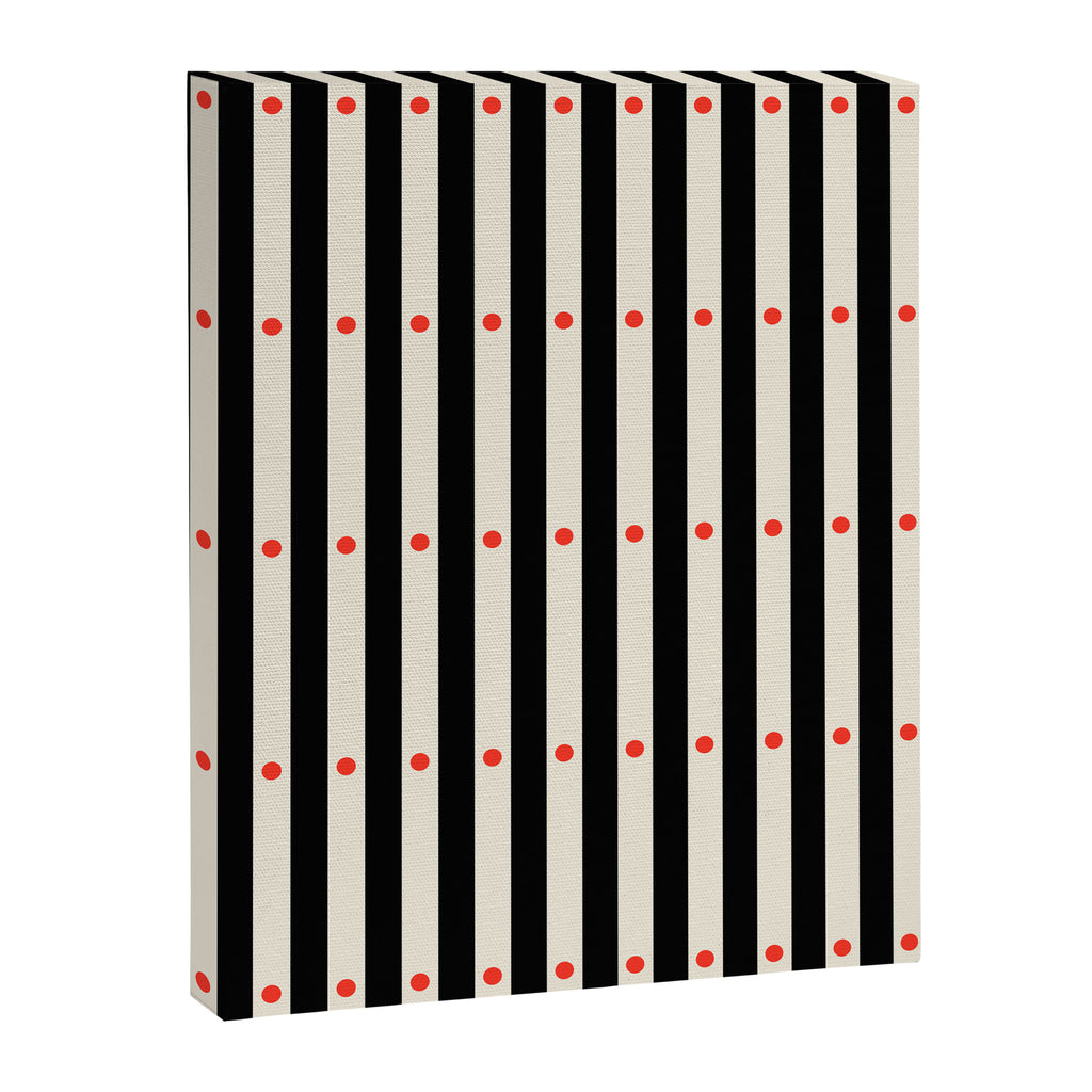 Stripes and Dots geometric pattern black and white  Canvas Print Gallery Image 8