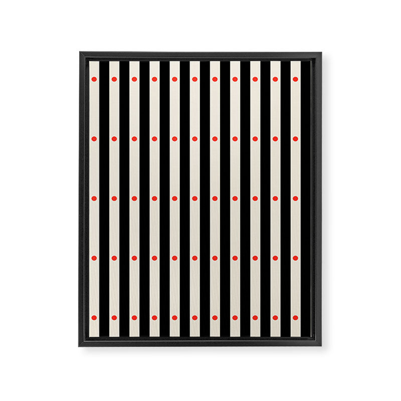 Stripes and Dots geometric pattern black and white  Framed Canvas Print Gallery Image 8