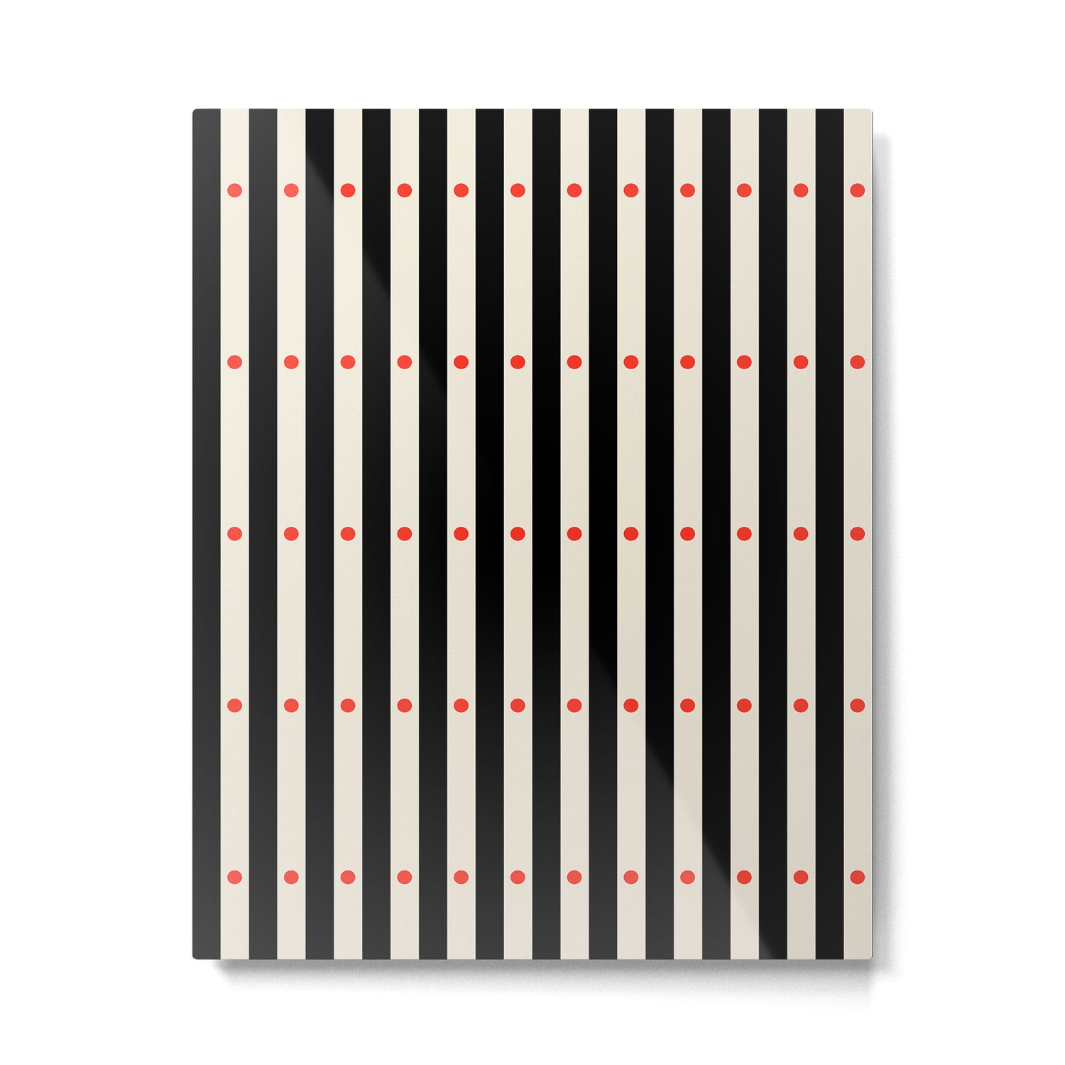 Stripes and Dots geometric pattern black and white  Metal Print Gallery Image 6