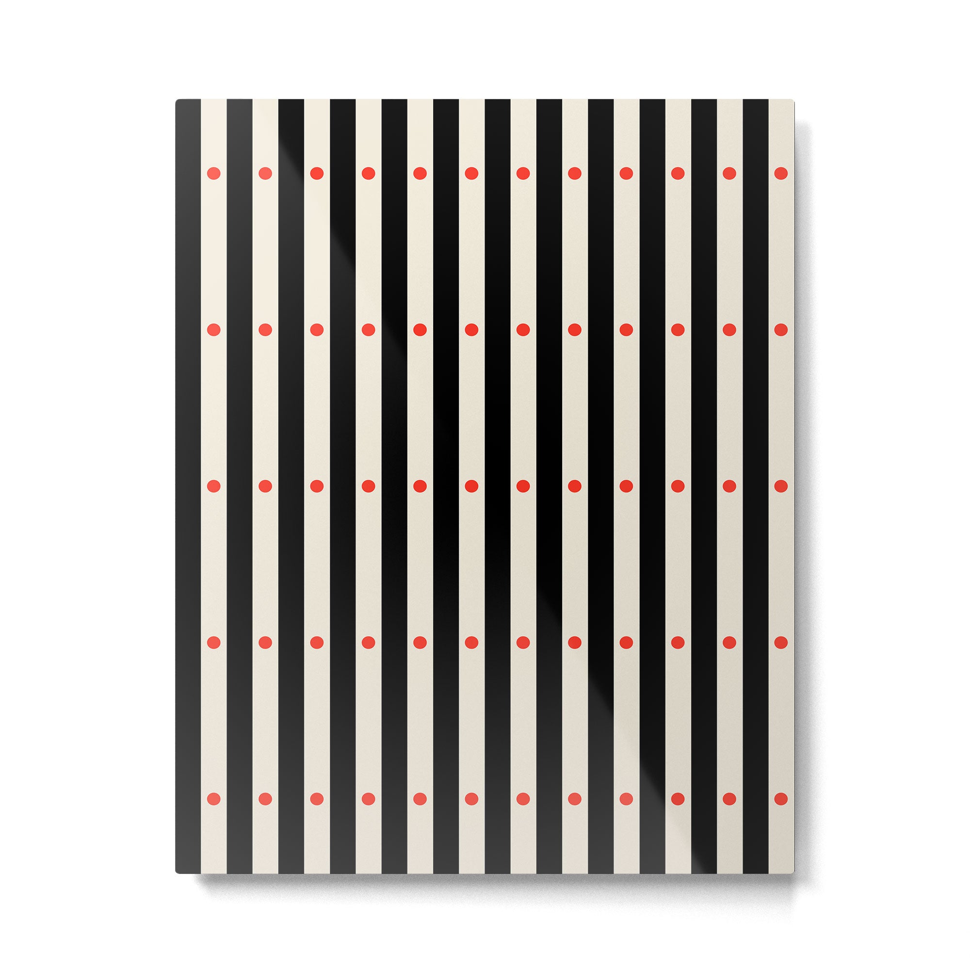 Stripes and Dots geometric pattern black and white  Metal Print Gallery Image 6