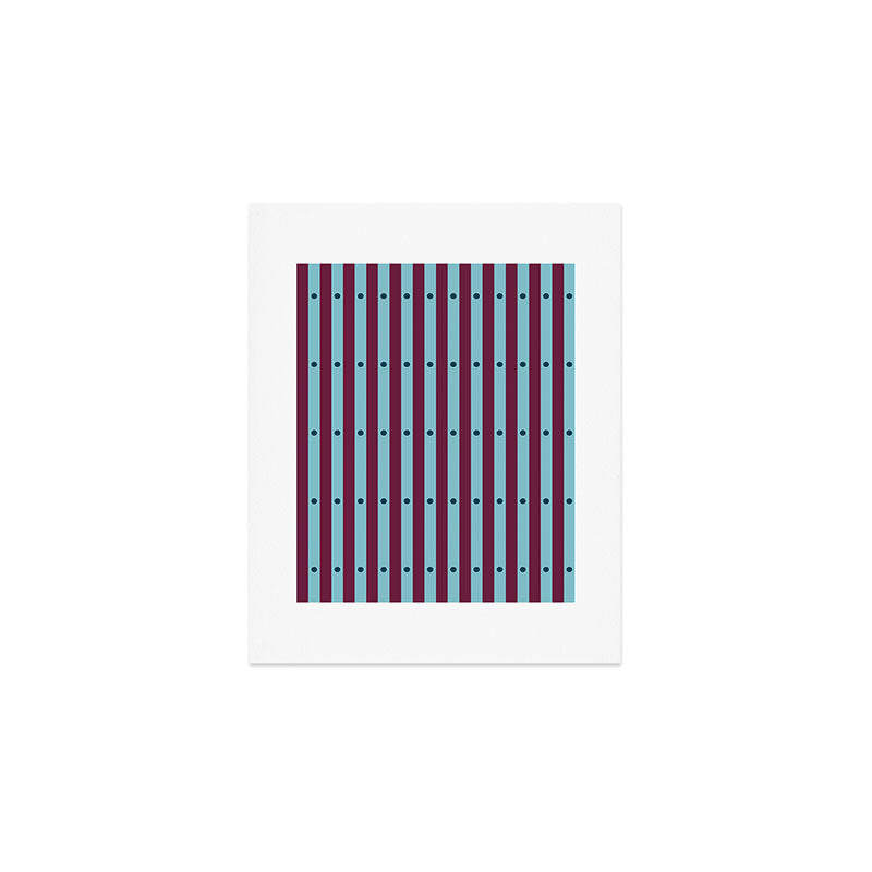 Stripes and Dots geometric pattern blue and purple Art Print Gallery Image 1