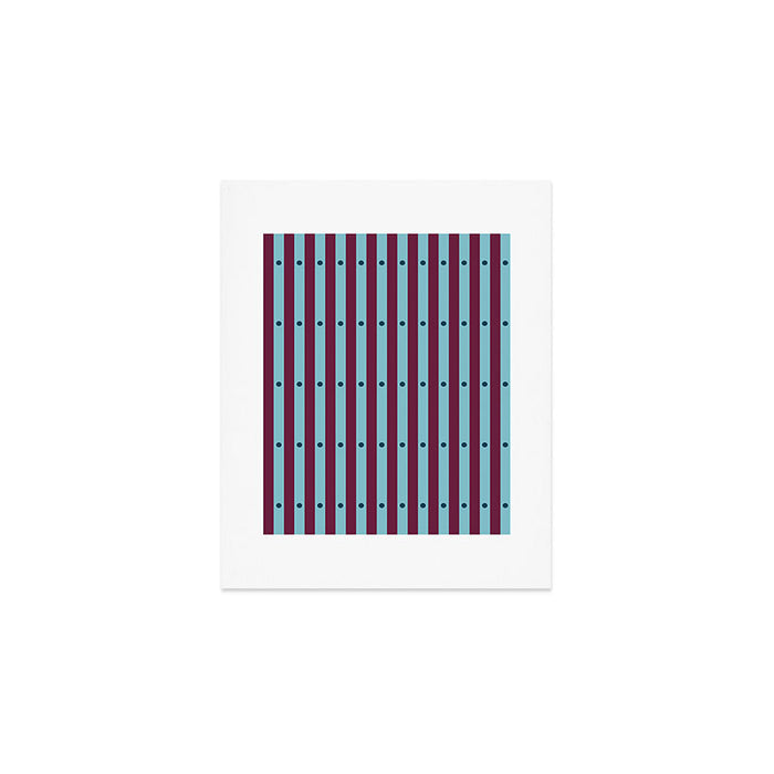 Stripes and Dots geometric pattern blue and purple Art Print Gallery Image 1