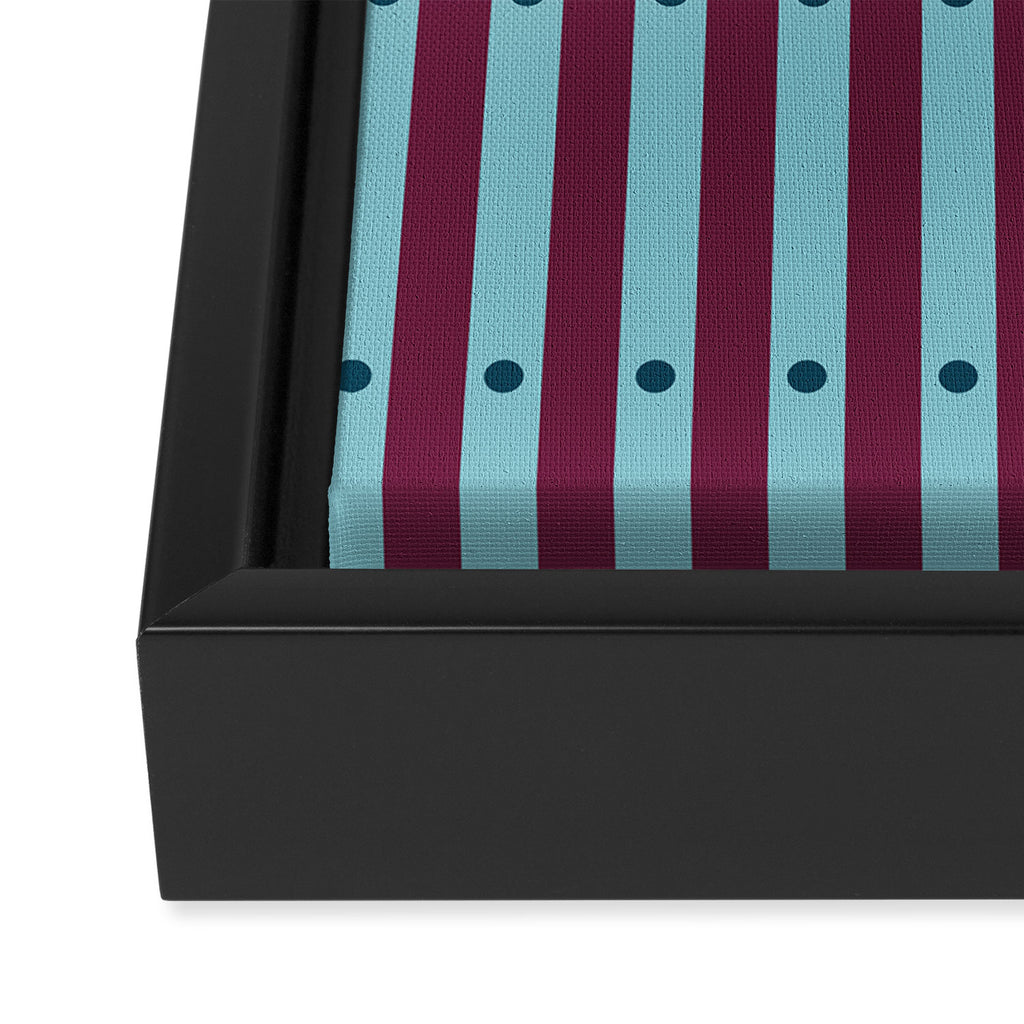 Stripes and Dots geometric pattern blue and purple Framed Canvas Print Gallery Image 3