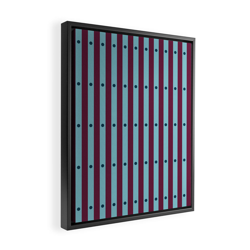 Stripes and Dots geometric pattern blue and purple Framed Canvas Print Gallery Image 2