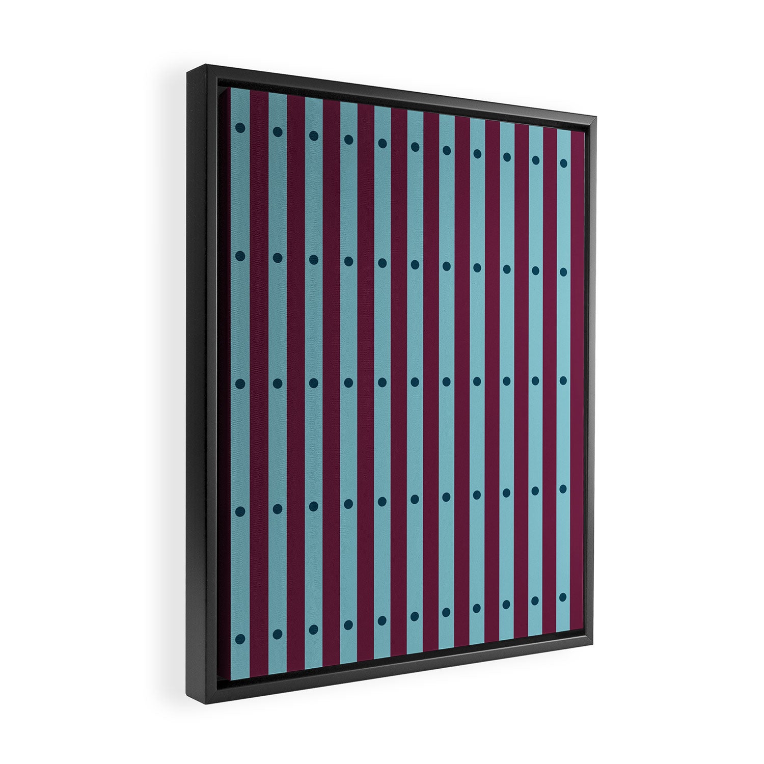 Stripes and Dots geometric pattern blue and purple Framed Canvas Print Gallery Image 2