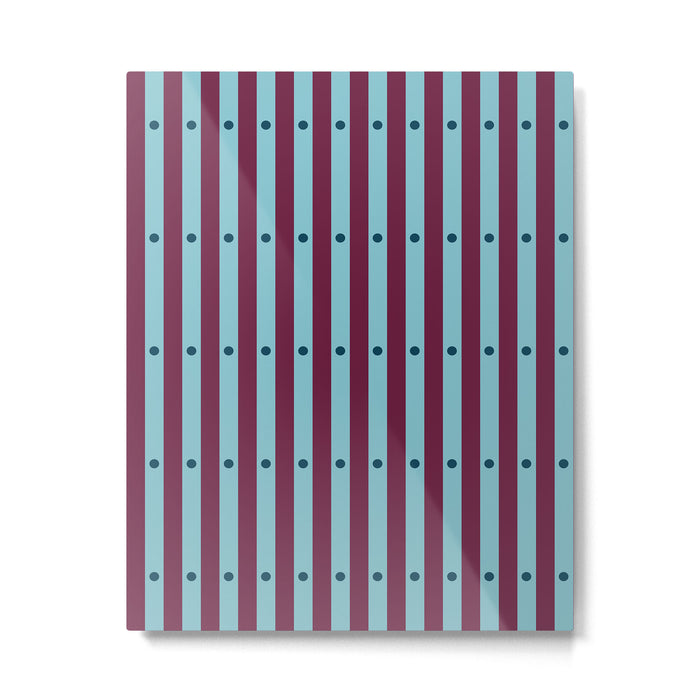 Stripes and Dots geometric pattern blue and purple Metal Print Gallery Image 1