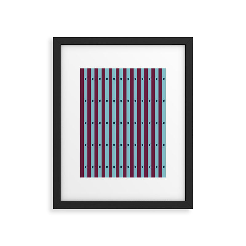 Stripes and Dots geometric pattern blue and purple Framed Art Print Gallery Image 6