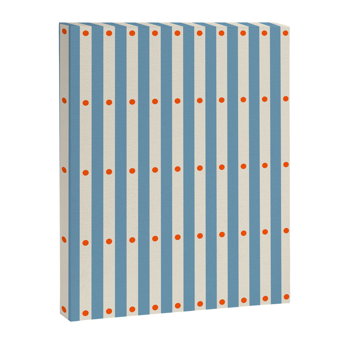 Stripes and Dots geometric pattern blue and white Canvas Print Gallery Image 1